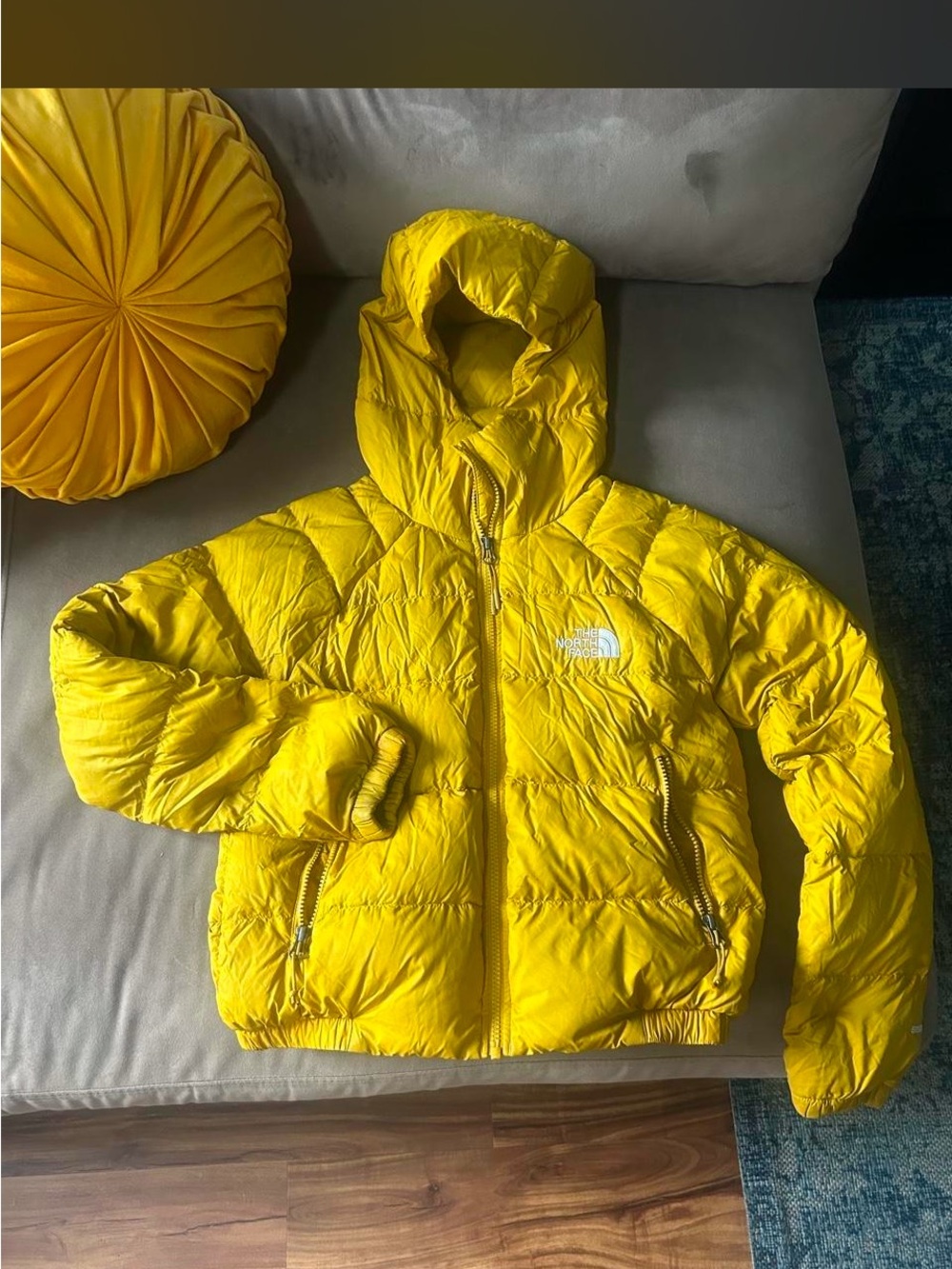 The North Face' Yellow Hooded Puffer Jacket